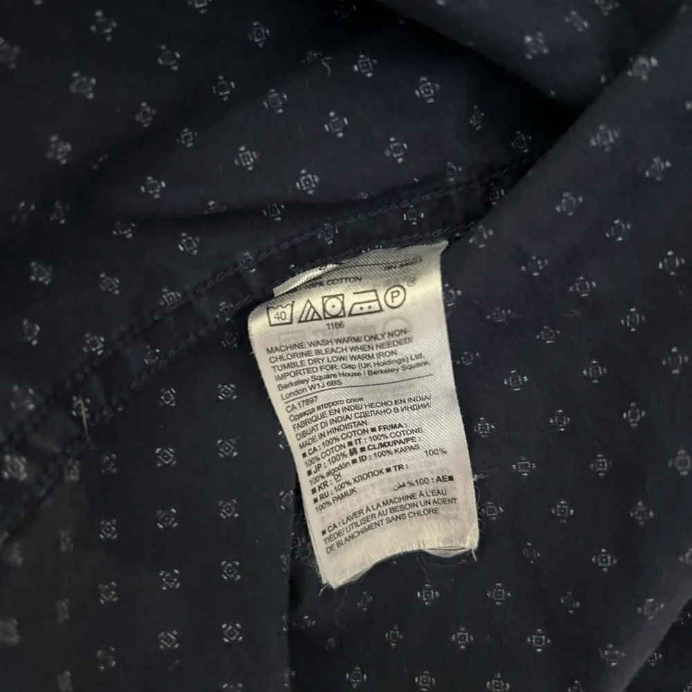 Banana Republic Camden Fit XL Navy Micro Print Button Down Shirt 100% Cotton